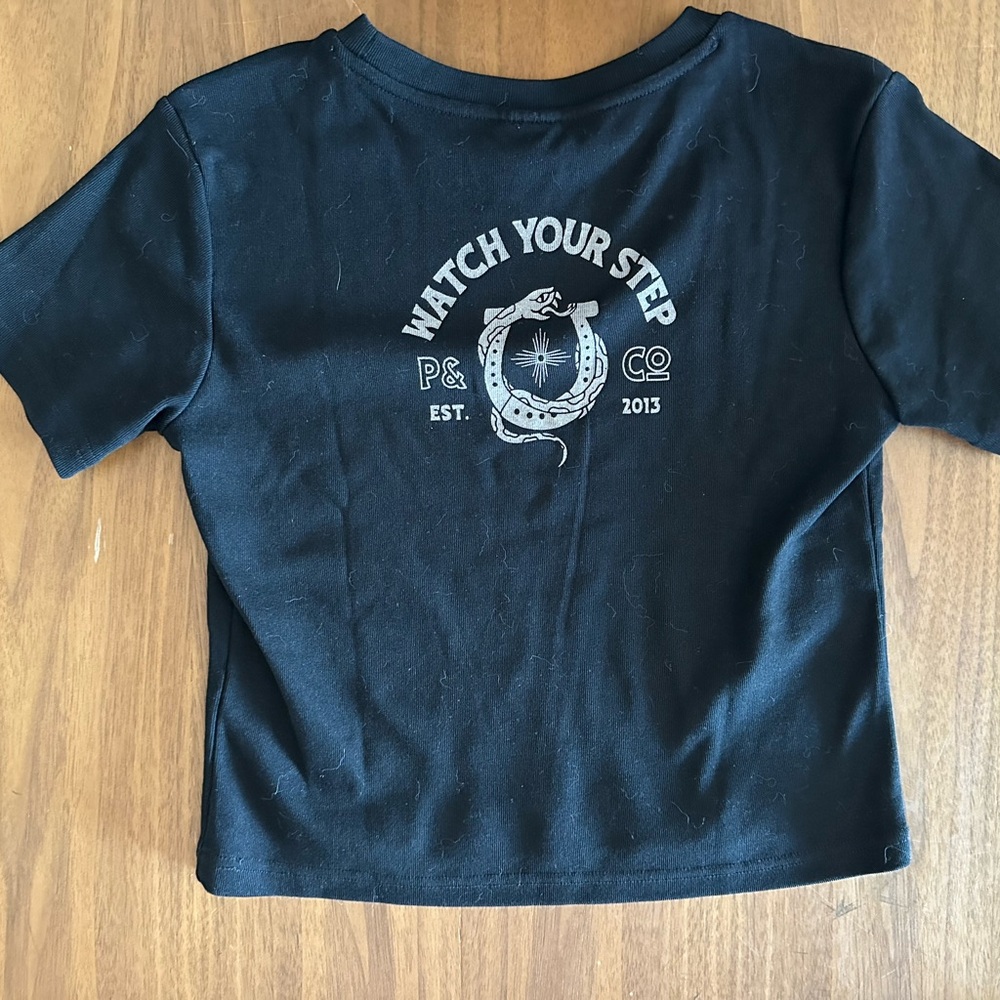 P&Co Black Graphic Crop Top